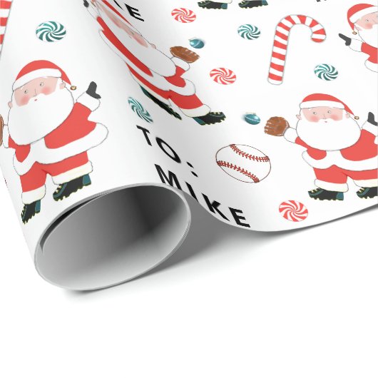 Persoonlijk honkbal kerstcadeau cadeaupapier (Rol Hoek)