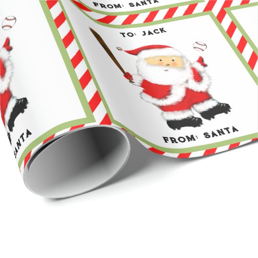 Persoonlijk honkbal kerstcadeau cadeaupapier (Rol Hoek)