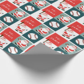 Persoonlijk honkbal kerstcadeau cadeaupapier (Hoek)