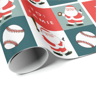 Persoonlijk honkbal kerstcadeau cadeaupapier