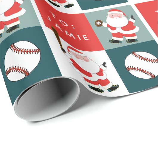 Persoonlijk honkbal kerstcadeau cadeaupapier (Rol Hoek)