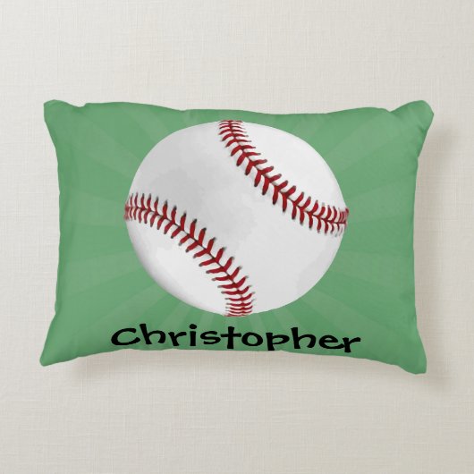 Persoonlijk honkbal op groene Kinder jongens Decoratief Kussen (Achterkant)