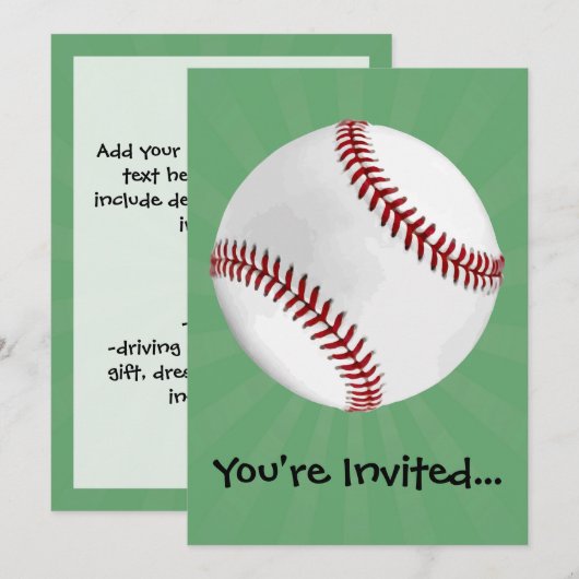 Persoonlijk honkbal op groene Kinder jongens Kaart (Voorkant / Achterkant)