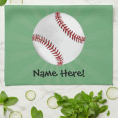 Persoonlijk honkbal op groene Kinder jongens Theedoek (Gevouwen)