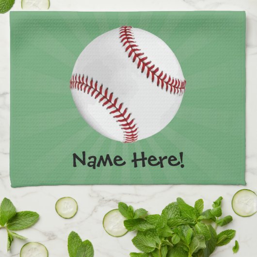 Persoonlijk honkbal op groene Kinder jongens Theedoek (Gevouwen)