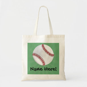 Persoonlijk honkbal op groene Kinder jongens Tote Bag