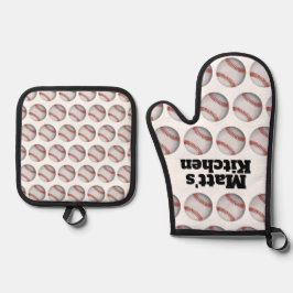 Persoonlijk honkbal ovenwant & pannenlap set