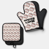 Persoonlijk honkbal ovenwant & pannenlap set (Voorkant / Achterkant)