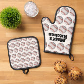 Persoonlijk honkbal ovenwant & pannenlap set (Top down)