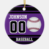 Persoonlijk honkbal | Paars en zwart Keramisch Ornament (Voorkant)