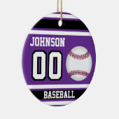 Persoonlijk honkbal | Paars, wit en zwart Keramisch Ornament (Rechts)