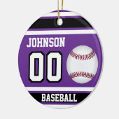 Persoonlijk honkbal | Paars, wit en zwart Keramisch Ornament (Links)