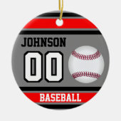 Persoonlijk honkbal | Rood, grijs en zwart Keramisch Ornament (Voorkant)