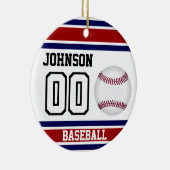 Persoonlijk honkbal | Rood, wit en blauw Keramisch Ornament (Rechts)