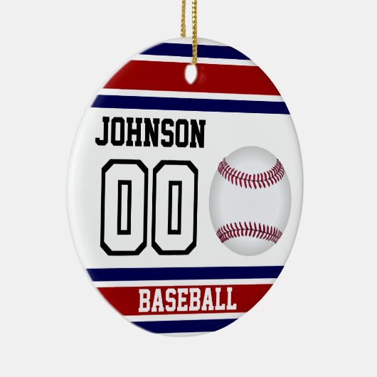 Persoonlijk honkbal | Rood, wit en blauw Keramisch Ornament (Rechts)