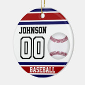 Persoonlijk honkbal | Rood, wit en blauw Keramisch Ornament (Links)