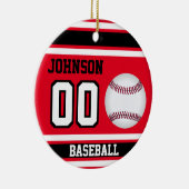 Persoonlijk honkbal | Rood, wit en zwart Keramisch Ornament (Rechts)