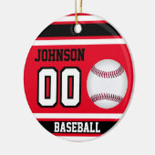 Persoonlijk honkbal | Rood, wit en zwart Keramisch Ornament (Links)