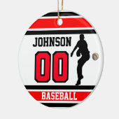 Persoonlijk honkbal | Rood, wit en zwart Keramisch Ornament (Links)