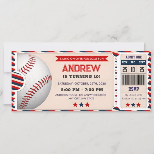 Persoonlijk honkbal ticket verjaardag  kaart (Voorkant)
