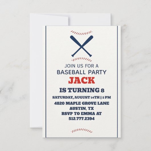 Persoonlijk honkbal verjaardagsfeestje voor jongen kaart (Voorkant)