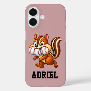 Persoonlijk honkbalontwerp met een wangzakeekhoorn iPhone 16 hoesje