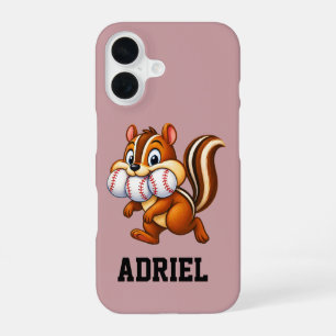 Persoonlijk honkbalontwerp met een wangzakeekhoorn iPhone 16 hoesje