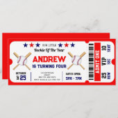 Persoonlijk honkbalticket verjaardagssport kaart (Voorkant / Achterkant)