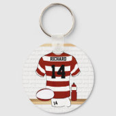Persoonlijk Hooped Rugby Jersey in de kleedkamer Sleutelhanger (Voorkant)