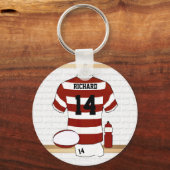 Persoonlijk Hooped Rugby Jersey in de kleedkamer Sleutelhanger (Voorkant)