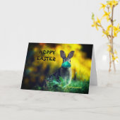 Persoonlijk HOPPY EASTER Funny Bunny Mask Pandemic Kaart (Gele Bloem)