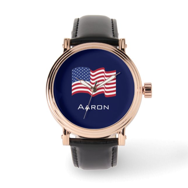 Persoonlijk horloge met Amerikaanse vlag  (Voorkant)