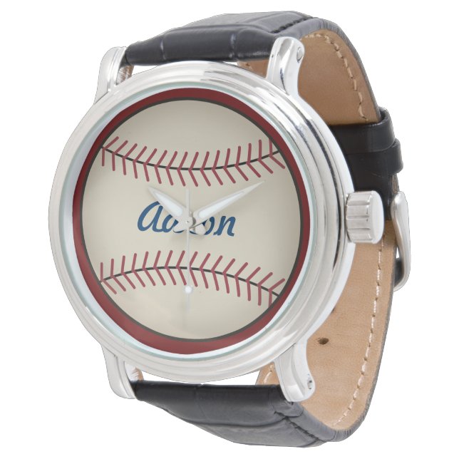 Persoonlijk horloge met honkbal cadeau voor mannen (Gekanteld)