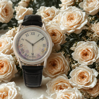 Persoonlijk horloge met waterverf bloemen voor her