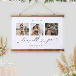 Persoonlijk hou ik van jullie allemaal foto hangend wandkleed<br><div class="desc">personaliseer deze prachtige fotocollage die ophangt met de zin "Ieder van mij houdt van jullie allemaal" met moderne handgeschreven kalligrafie. Geweldig voor huwelijksdécor en romantisch of bruiloft cadeau dat nog jarenlang koester en schat zal zijn. Elegant,  eenvoudig en stijlvol décor-stuk met een geweldig liefdesverhaal om te vertellen!</div>