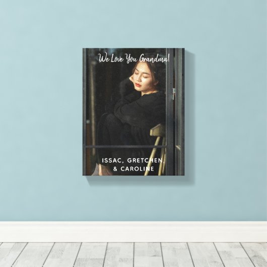 Persoonlijk houden we van het oma-fotoscript canvas afdruk (Insitu (Houten vloer))