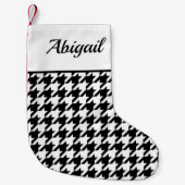 Persoonlijk houndstooth-patroon wit zwart kleine kerstsok (Voorkant)