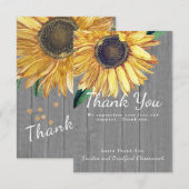 Persoonlijk houten boerderijzonnebloem bedankkaart (Voorkant / Achterkant)