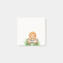 Persoonlijk houten bordje met lief safari leeuwenw post-it® notes