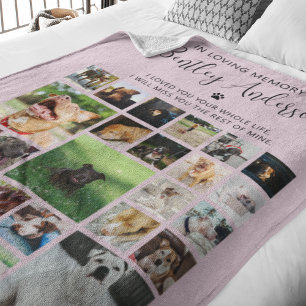 Persoonlijk huisdierherdenking met 24 foto's fleece deken