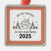 Persoonlijk huisverwarmingsgeschenk metalen ornament (Voorkant)
