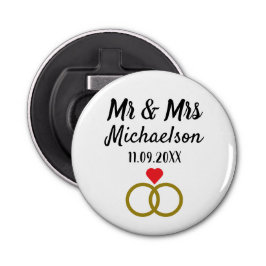 Persoonlijk huwelijk button flesopener