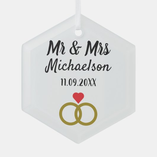 Persoonlijk huwelijk glas ornament (Voorkant)