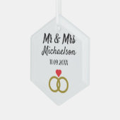 Persoonlijk huwelijk glas ornament (Voorkant links)