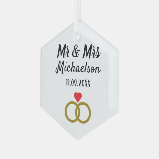 Persoonlijk huwelijk glas ornament (Voorkant links)