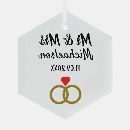 Persoonlijk huwelijk glas ornament (Achterkant)