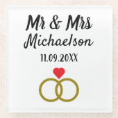 Persoonlijk huwelijk glazen onderzetter (Voorkant)