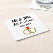 Persoonlijk huwelijk kartonnen onderzetters (Schuin)
