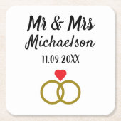 Persoonlijk huwelijk kartonnen onderzetters (Voorkant)
