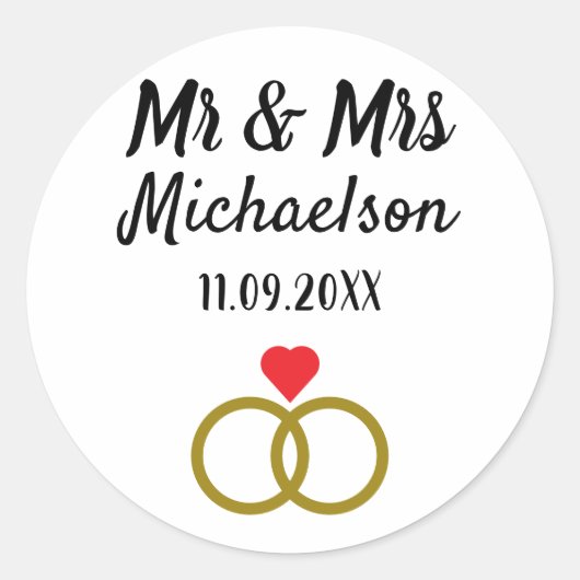 Persoonlijk huwelijk ronde sticker (Voorkant)